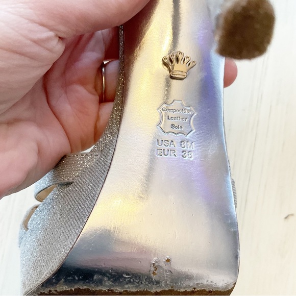 Nina Strappy Stiletto Platform Heels Silver Glitter size 8 - Picture 4 of 5